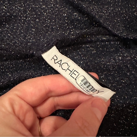 Rachel Pally Ada Navy Blue Metallic Rib Long Sleeve Mock Neck Sweater Sz M - Picture 7 of 14